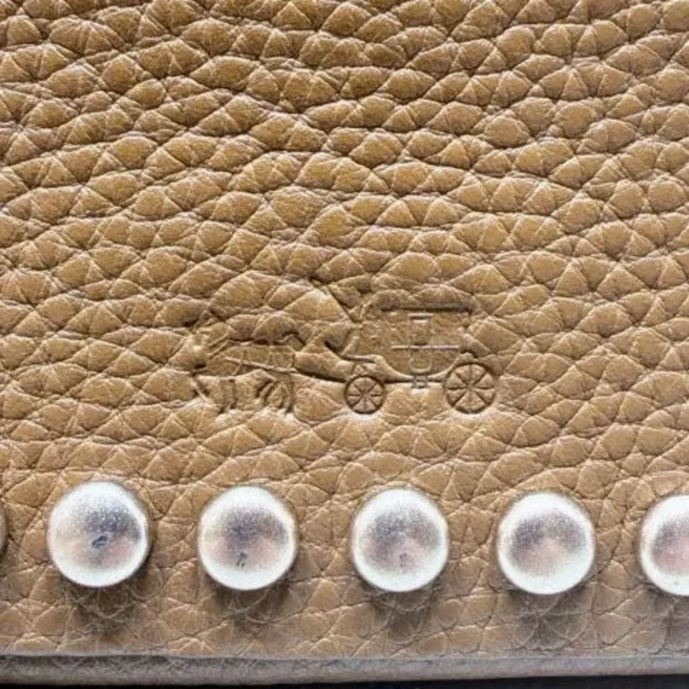 Coach Dakota Mini Studded Crossbody Bag Tan Pebbled Leather